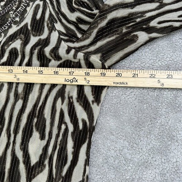 Chico's Women's Animal Print Silk Blend Beaded Sheer Tunic Size 1 Medium Brown - Picture 6 of 10